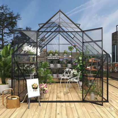 8 x 10 x 7.5 Ft Transparent Polycarbonate Greenhouse - Photosynthesis Enhancer