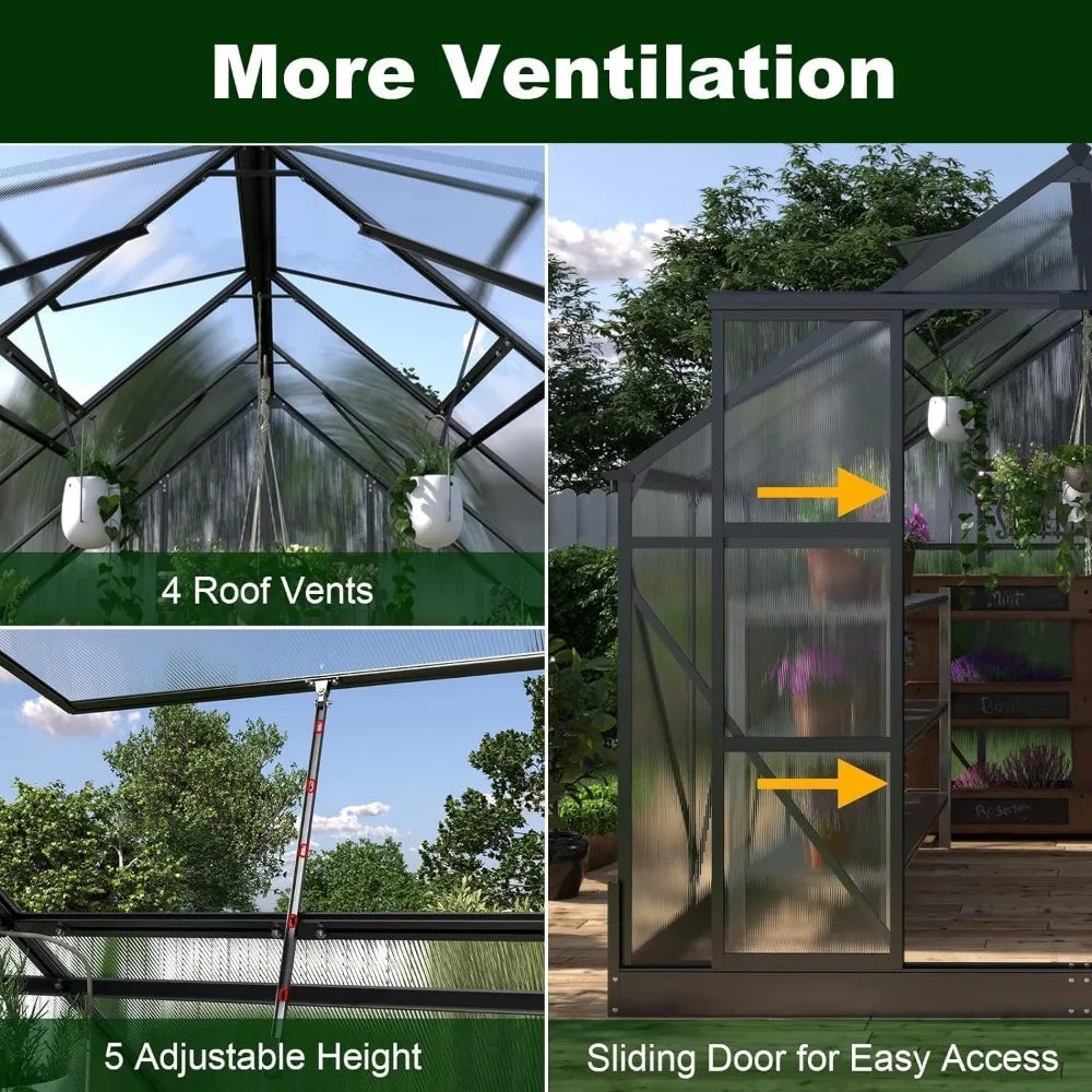 8 x 14 x 7 Ft Double Sliding Doors Large Premium Greenhouse