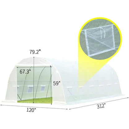 26' X 10' X 6.6' Greenhouse Large Gardening Heavy Duty Steel Frame