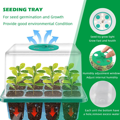 12 Site Seedling Tray Full Spectrum Grow Light