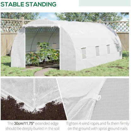 20' X 10' X 7' Walk-in Tunnel Greenhouse with Zippered Door & 8 Mesh Windows