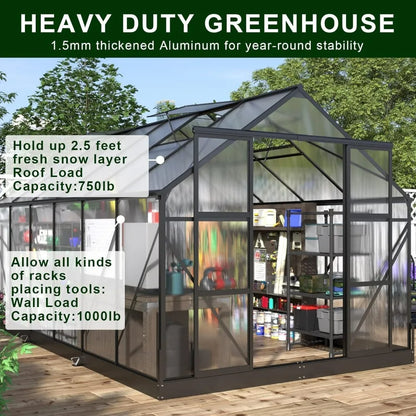 8 x 14 x 7 Ft Double Sliding Doors Large Premium Greenhouse