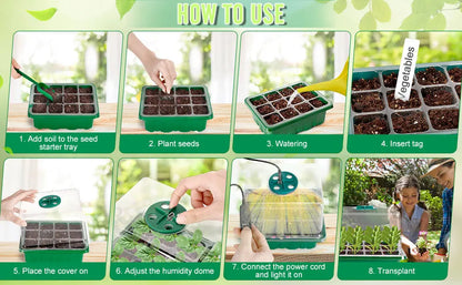 12 Site Seedling Tray Full Spectrum Grow Light