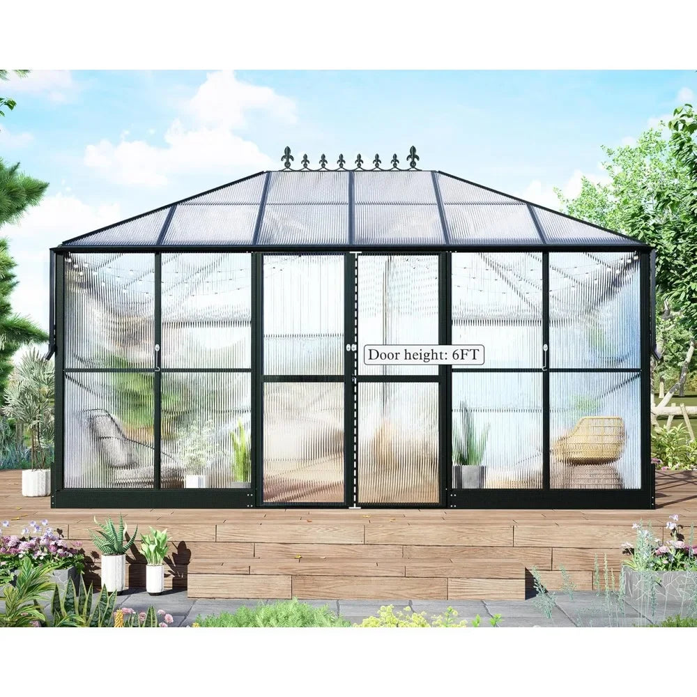 14 x 9.5 x 9 Durable Polycarbonate Greenhouse Black