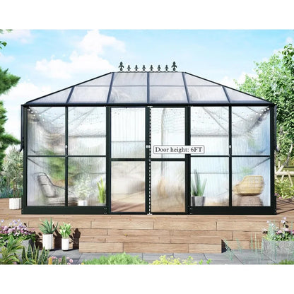 14 x 9.5 x 9 Durable Polycarbonate Greenhouse Black