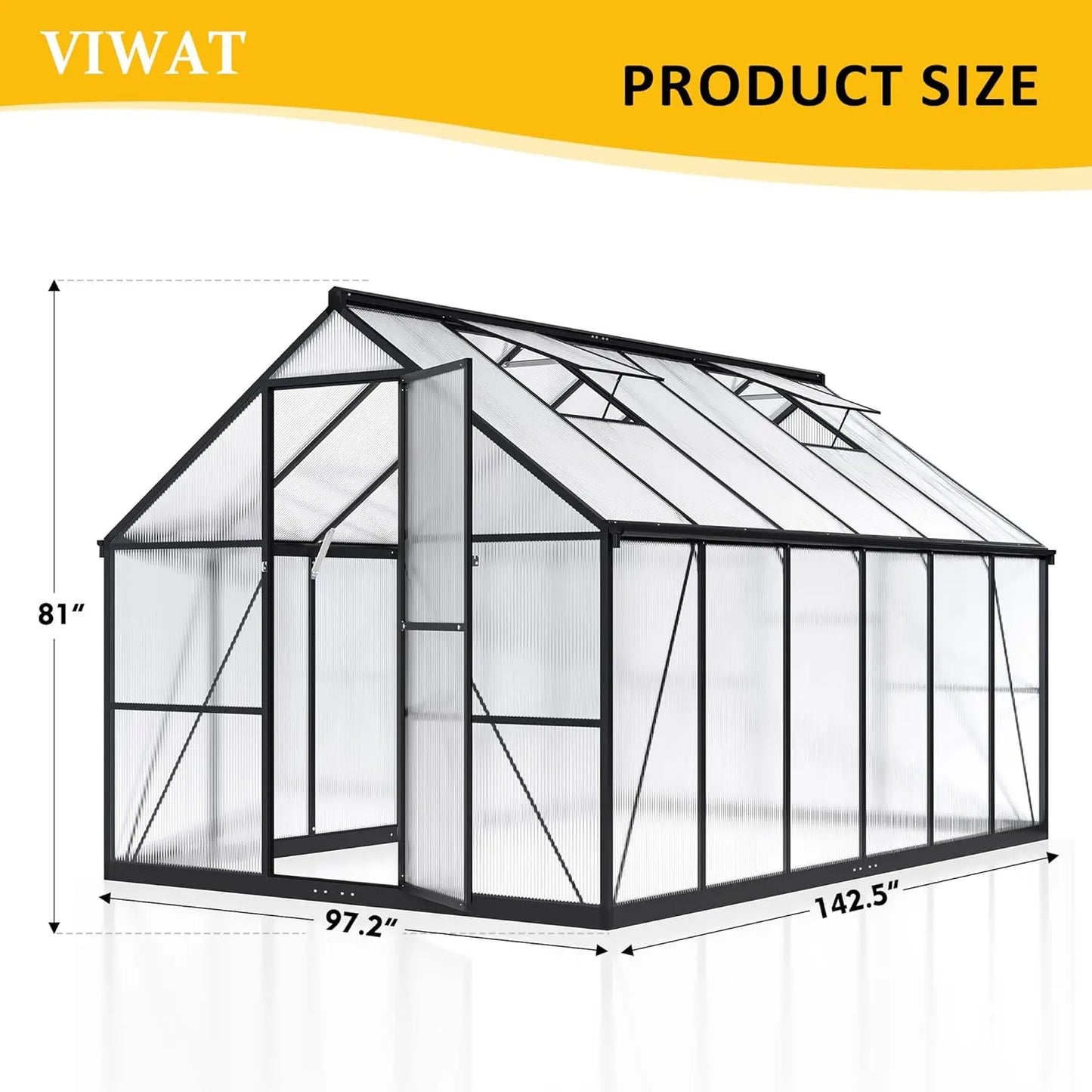 8 x 12 Ft Heavy Duty Polycarbonate Greenhouse