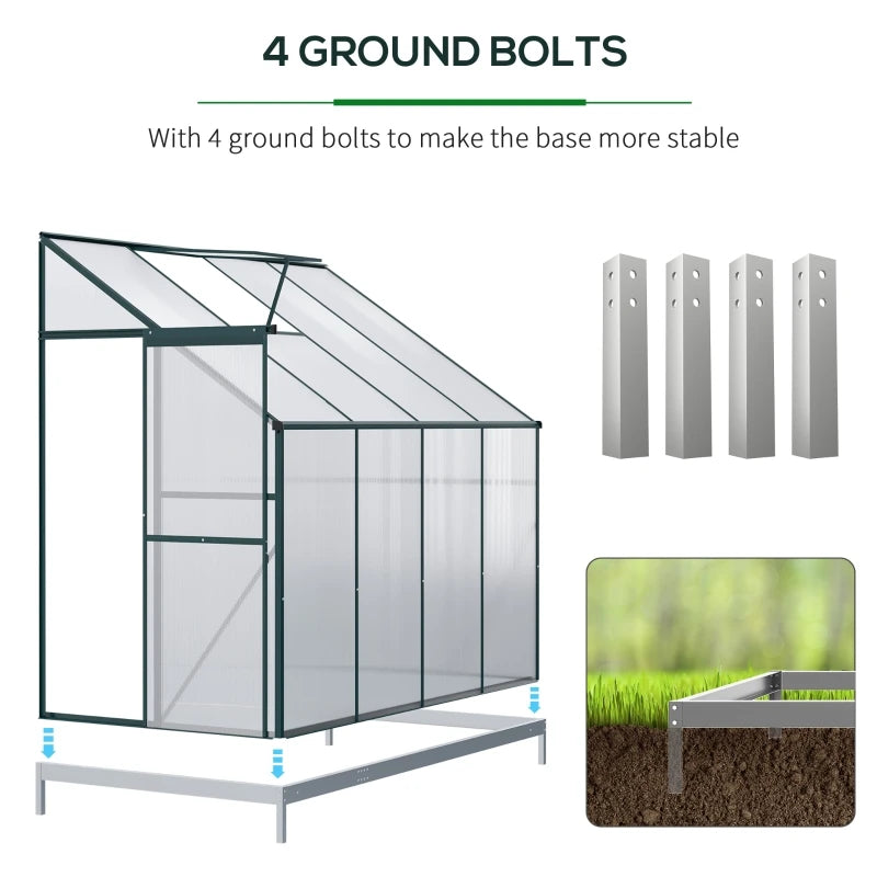 8' x 4' x 7' Lean To Polycarbonate Plant House