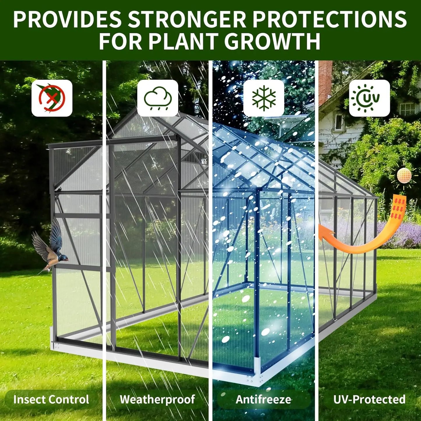 6 x 12 Ft Polycarbonate Aluminum Greenhouses