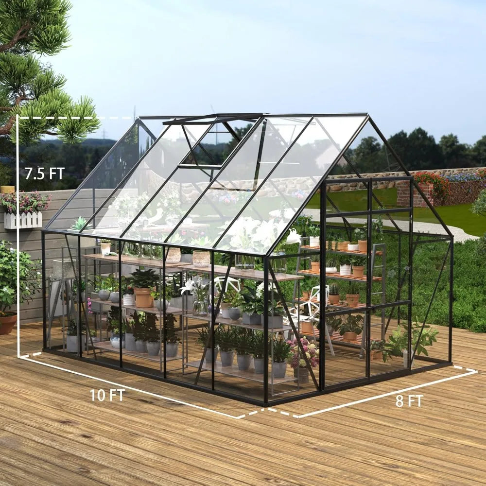 8 x 10 x 7.5 Ft Transparent Polycarbonate Greenhouse - Photosynthesis Enhancer