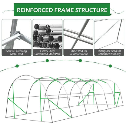 26' X 10' X 6.6' Greenhouse Large Gardening Heavy Duty Steel Frame