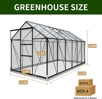 6 x 12 Ft Greenhouse with 2 Vents & Sliding Door