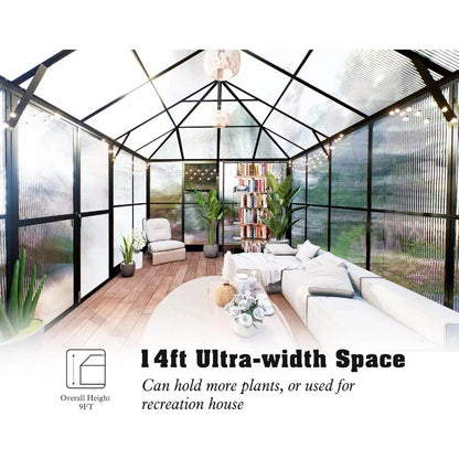 14 x 9.5 x 9 Durable Polycarbonate Greenhouse Black