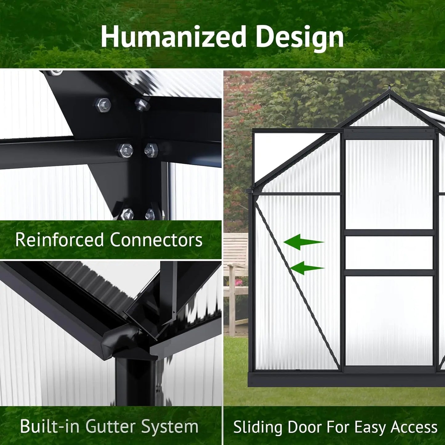 6 x 10 Ft Heavy Duty  Greenhouse Sliding Doors