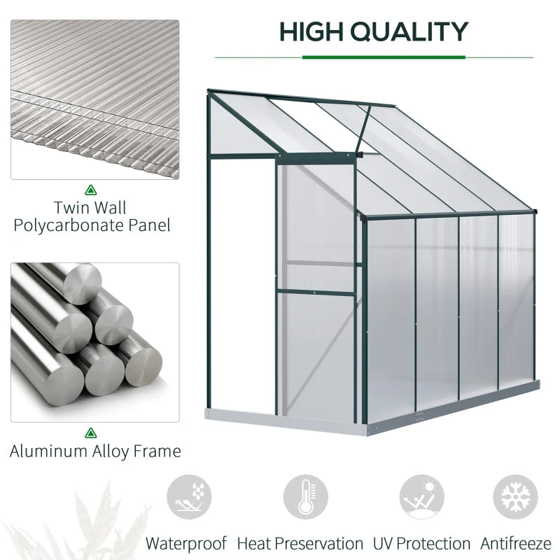 8' x 4' x 7' Lean To Polycarbonate Plant House