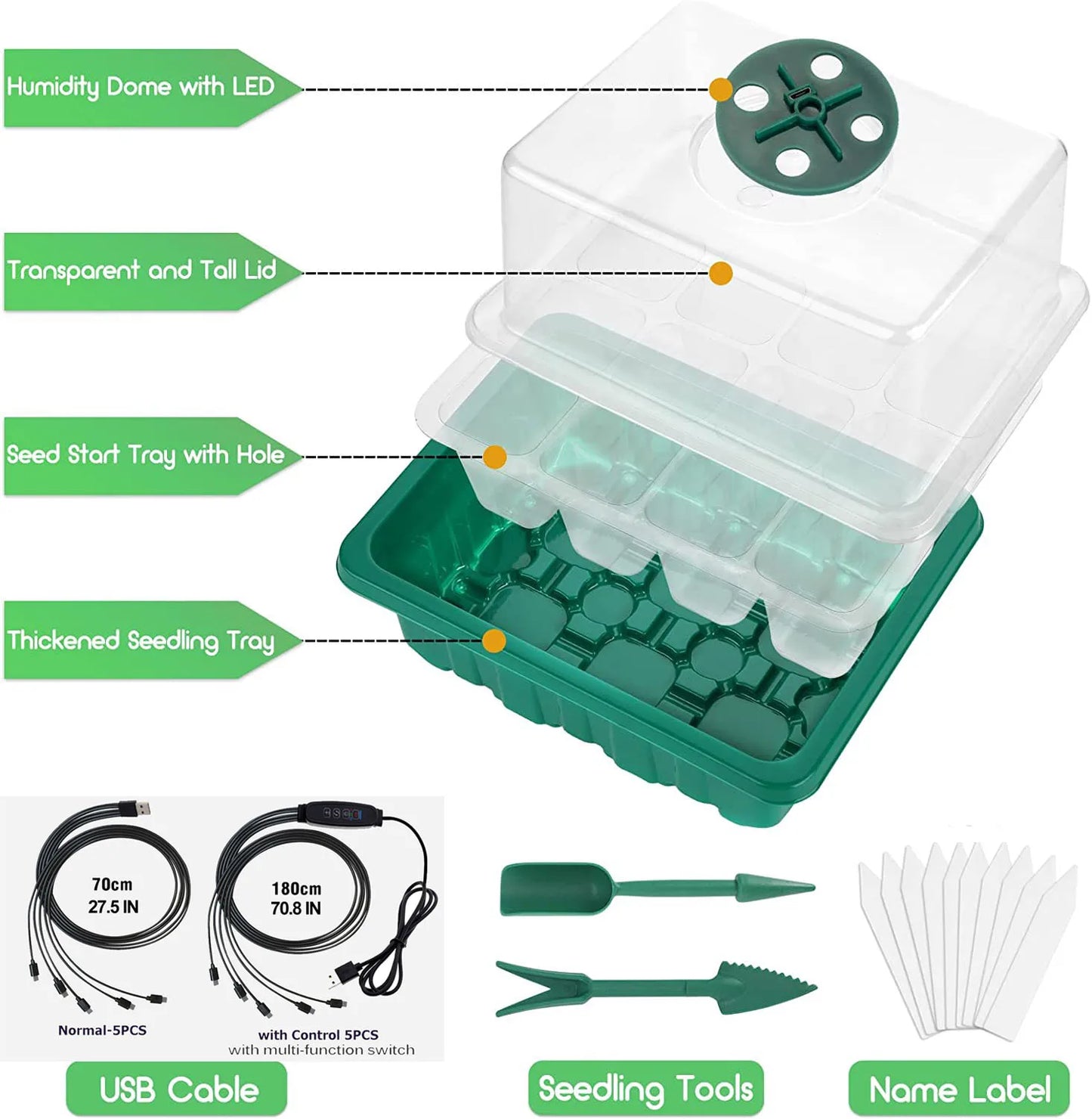 12 Site Seedling Tray Full Spectrum Grow Light