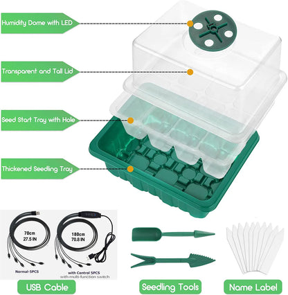 12 Site Seedling Tray Full Spectrum Grow Light