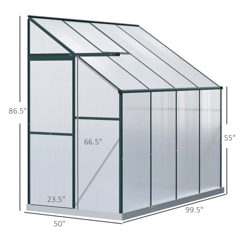 8' x 4' x 7' Lean To Polycarbonate Plant House