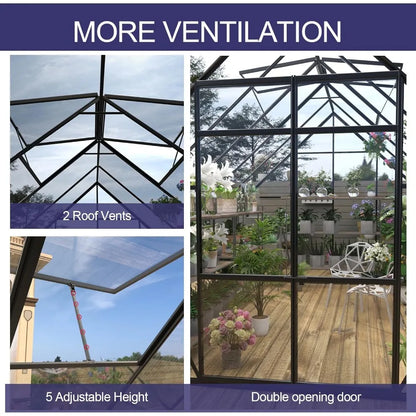 8 x 10 x 7.5 Ft Transparent Polycarbonate Greenhouse - Photosynthesis Enhancer