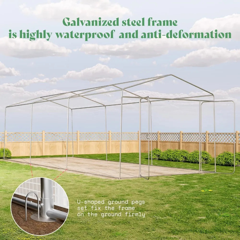 30x10x8.5 Ft Large Greenhouse with 6 Large Windows & Upgraded Swing Door