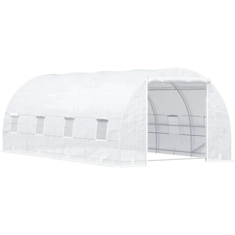 20' X 10' X 7' Walk-in Tunnel Greenhouse with Zippered Door & 8 Mesh Windows