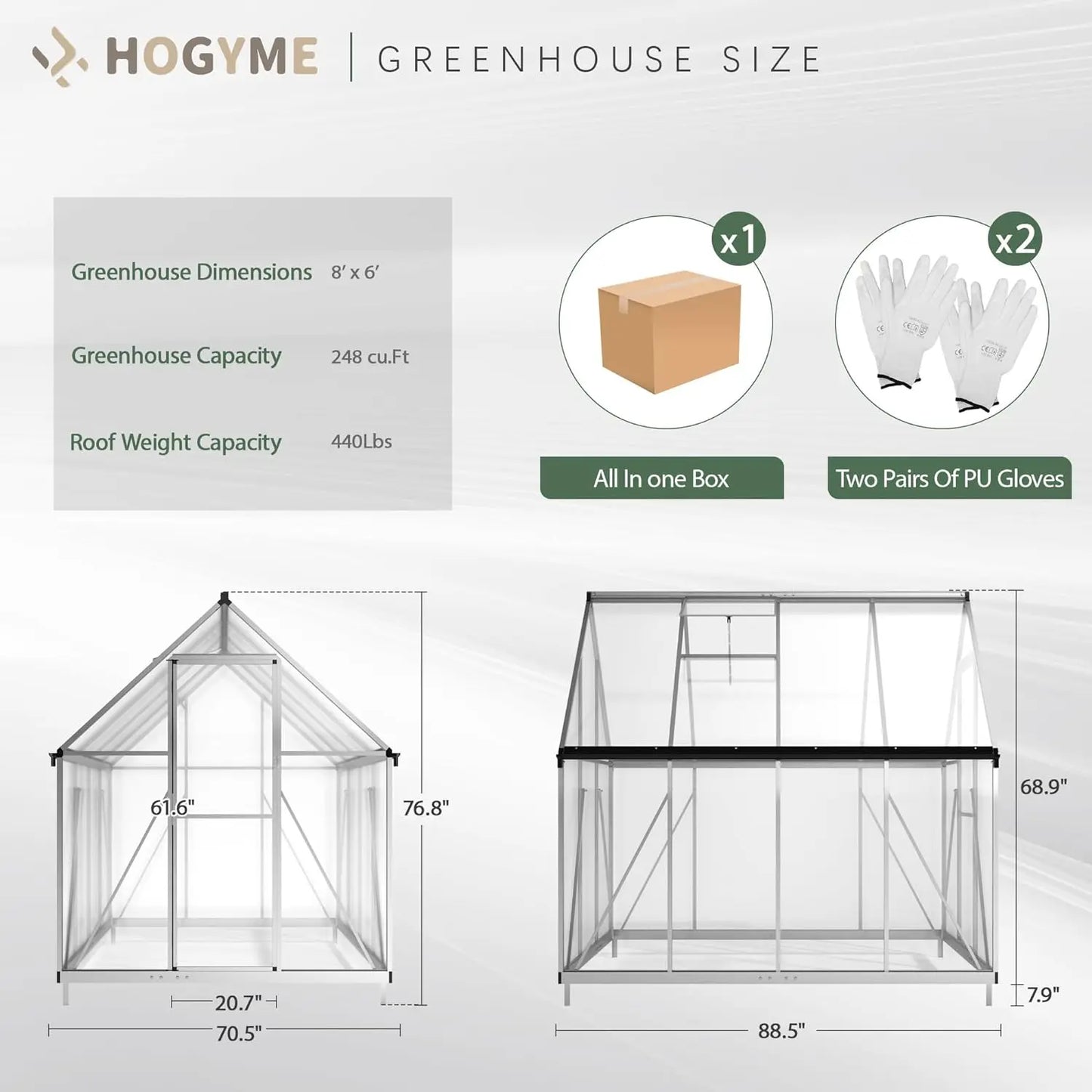 6x8 - 8x10 Updated Frame Structure Greenhouse