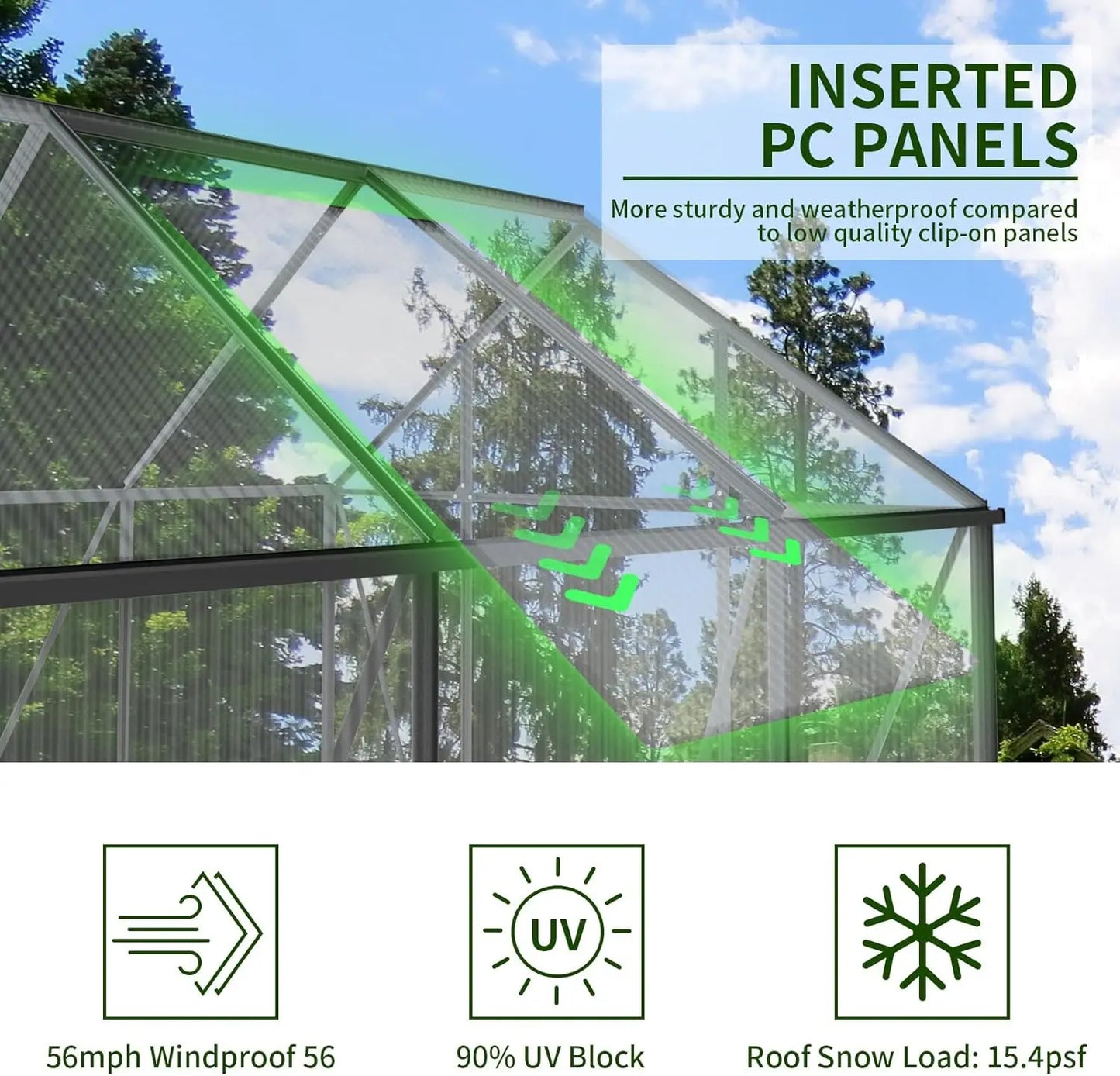 6 x 12 Ft Polycarbonate Aluminum Greenhouses